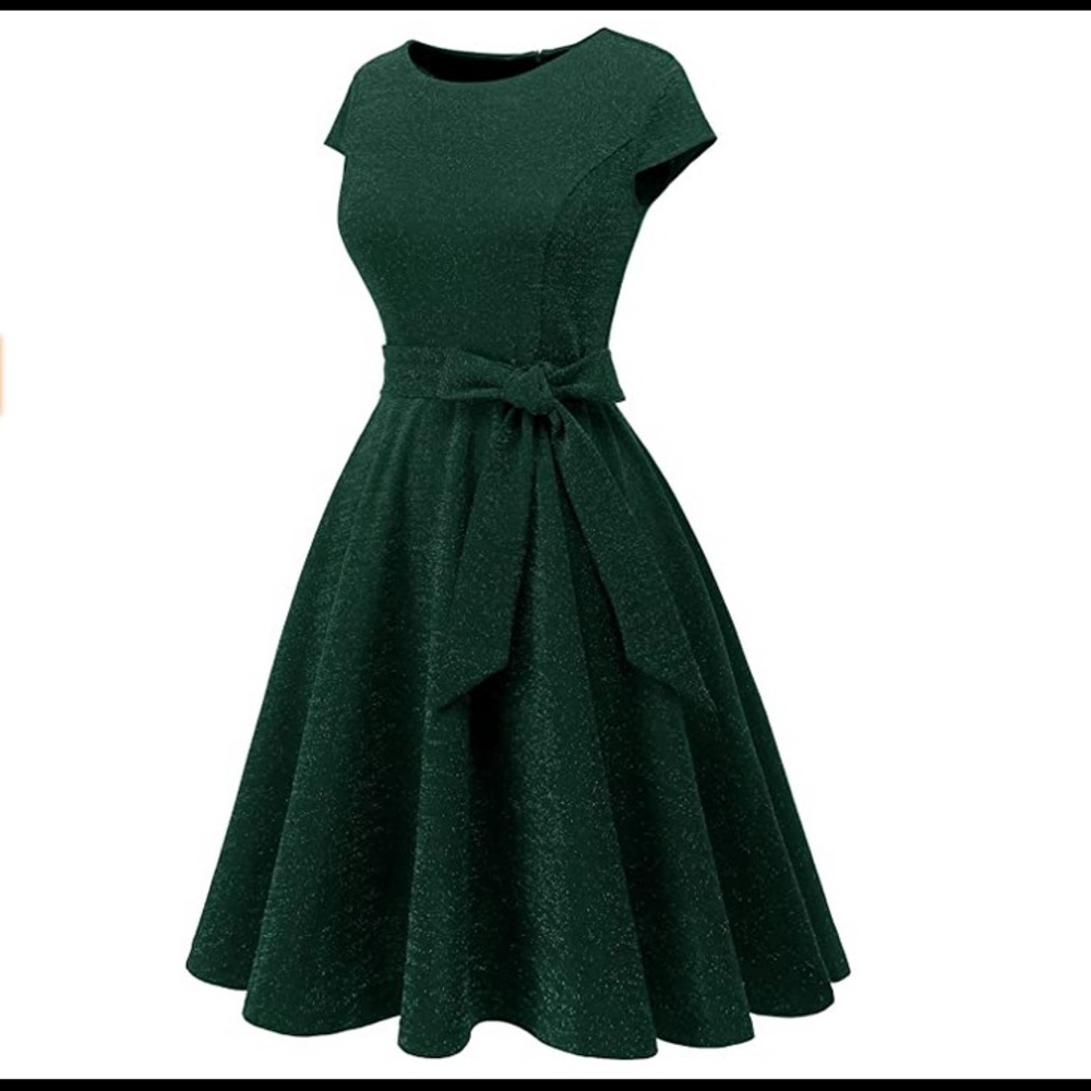 1950s Rockabilly Style Green Sparkly Dress M